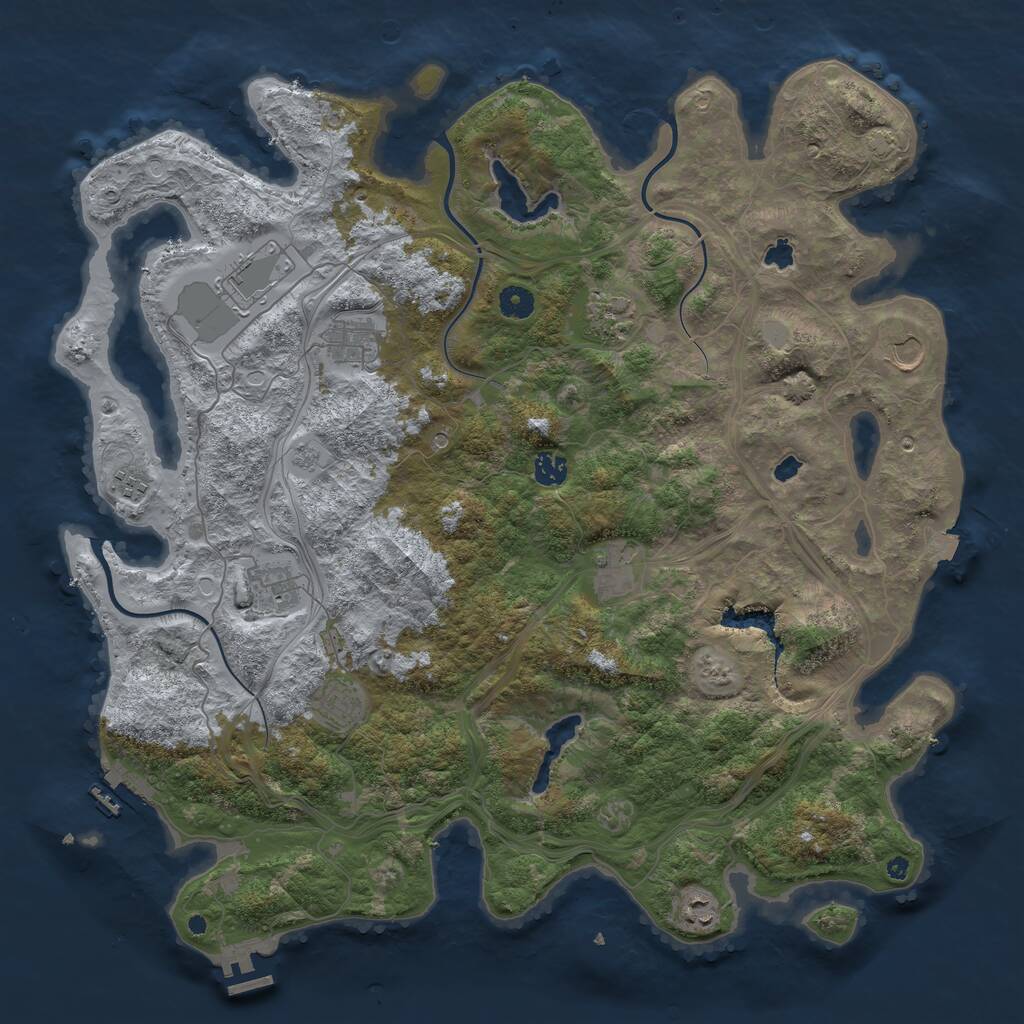 Rust Map: Procedural Map, Size: 4500, Seed: 4972843, 16 Monuments