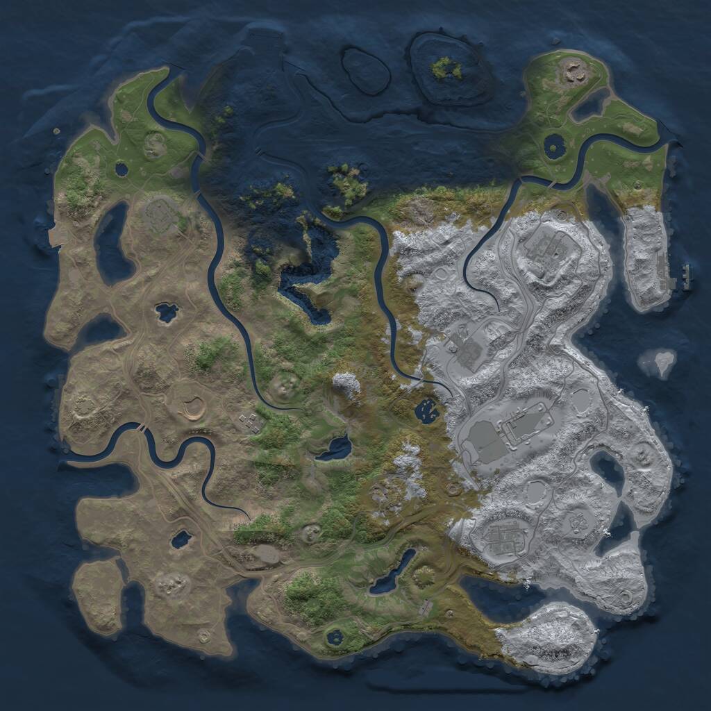 Rust Map: Procedural Map, Size: 4500, Seed: 49273, 16 Monuments