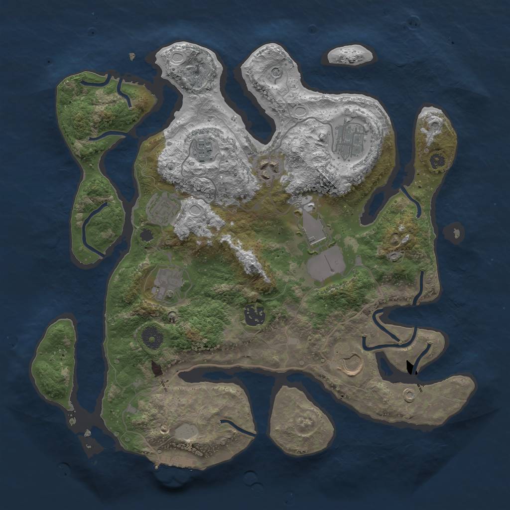 Rust Map: Procedural Map, Size: 3500, Seed: 4429858, 15 Monuments