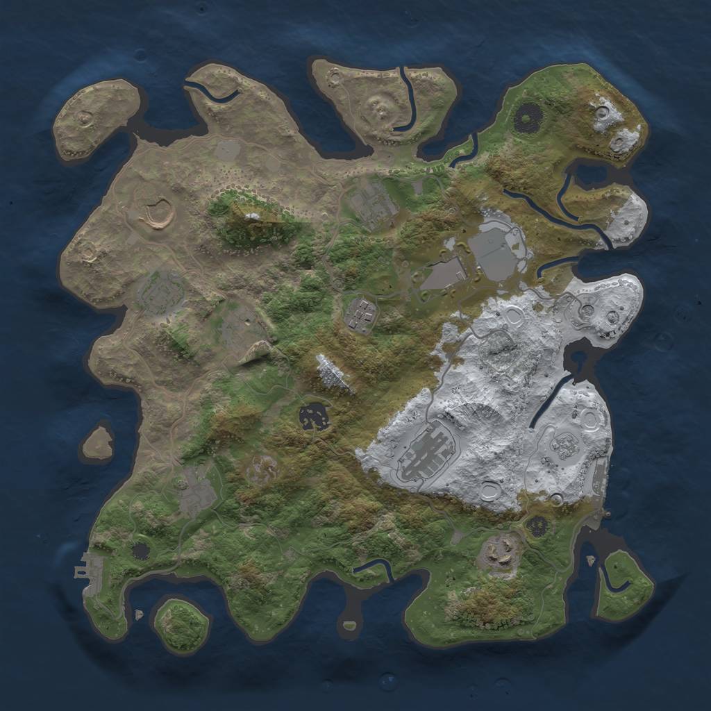 Rust Map: Procedural Map, Size: 3550, Seed: 976011, 19 Monuments