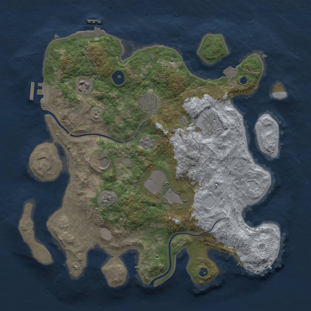 Rust Map: Procedural Map, Size: 3550, Seed: 505101, 11 Monuments