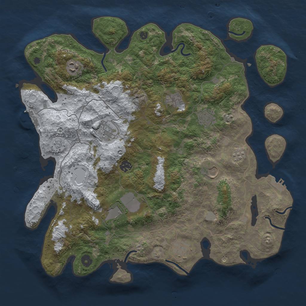 Rust Map: Procedural Map, Size: 4000, Seed: 299481, 18 Monuments