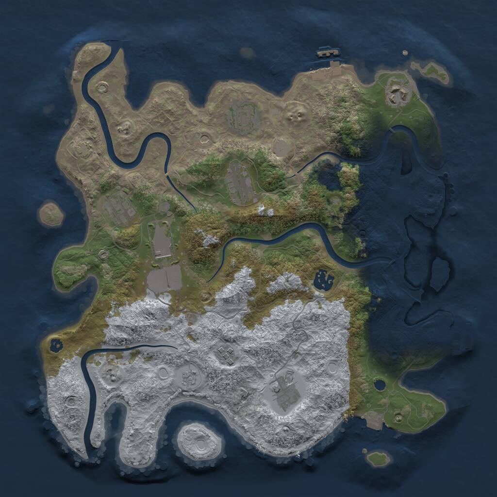 Rust Map: Procedural Map, Size: 3650, Seed: 2061307860, 14 Monuments