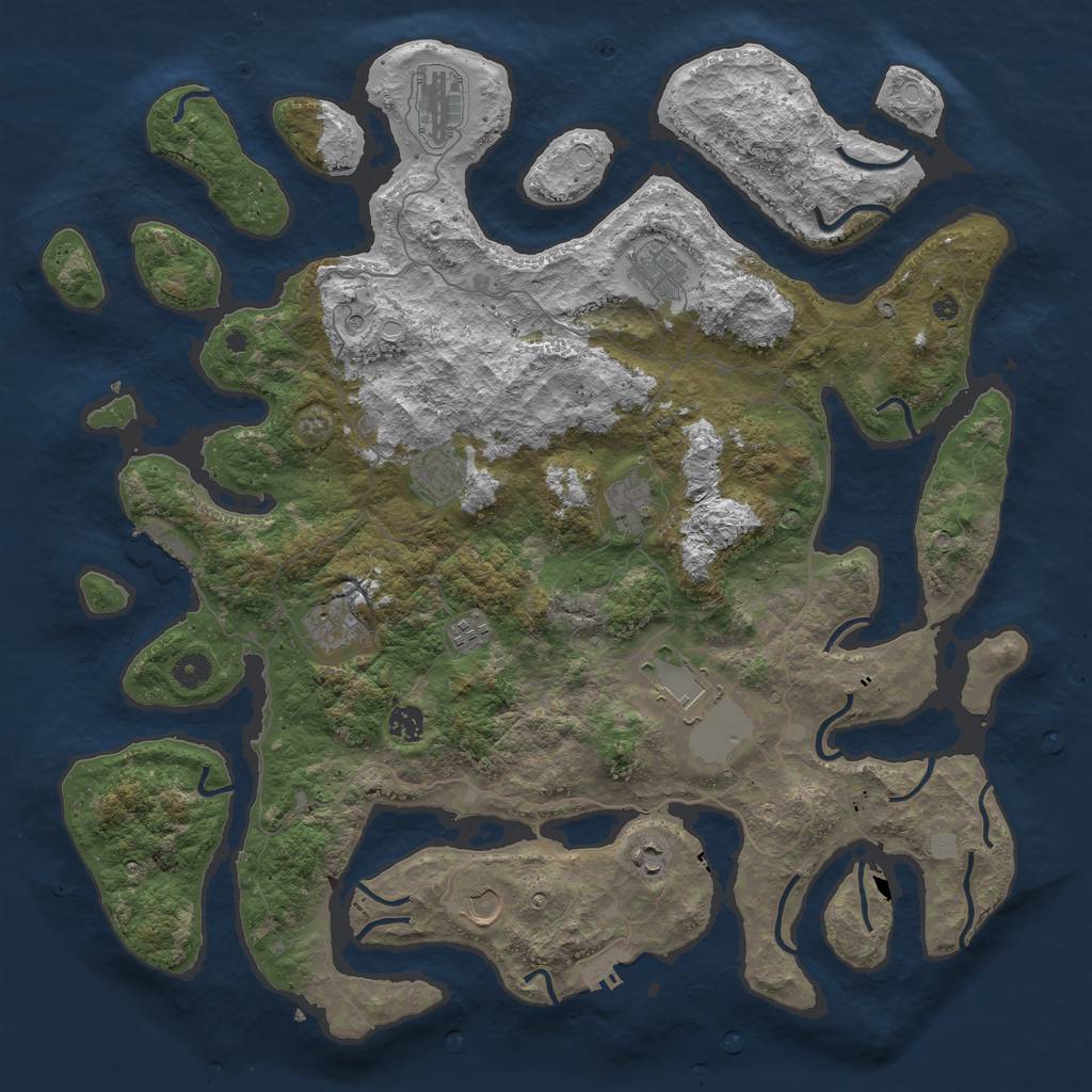 Rust Map: Procedural Map, Size: 4500, Seed: 3723111, 18 Monuments