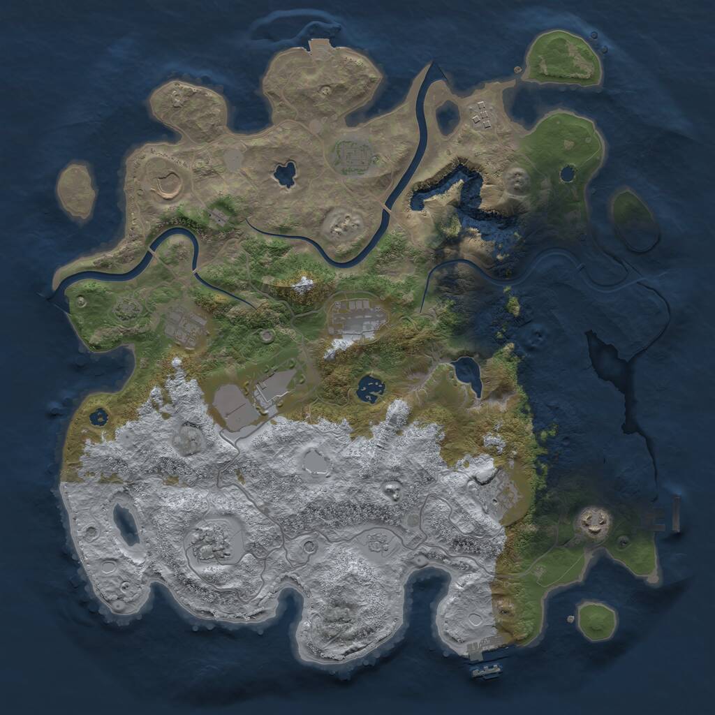 Rust Map: Procedural Map, Size: 4000, Seed: 277588, 16 Monuments