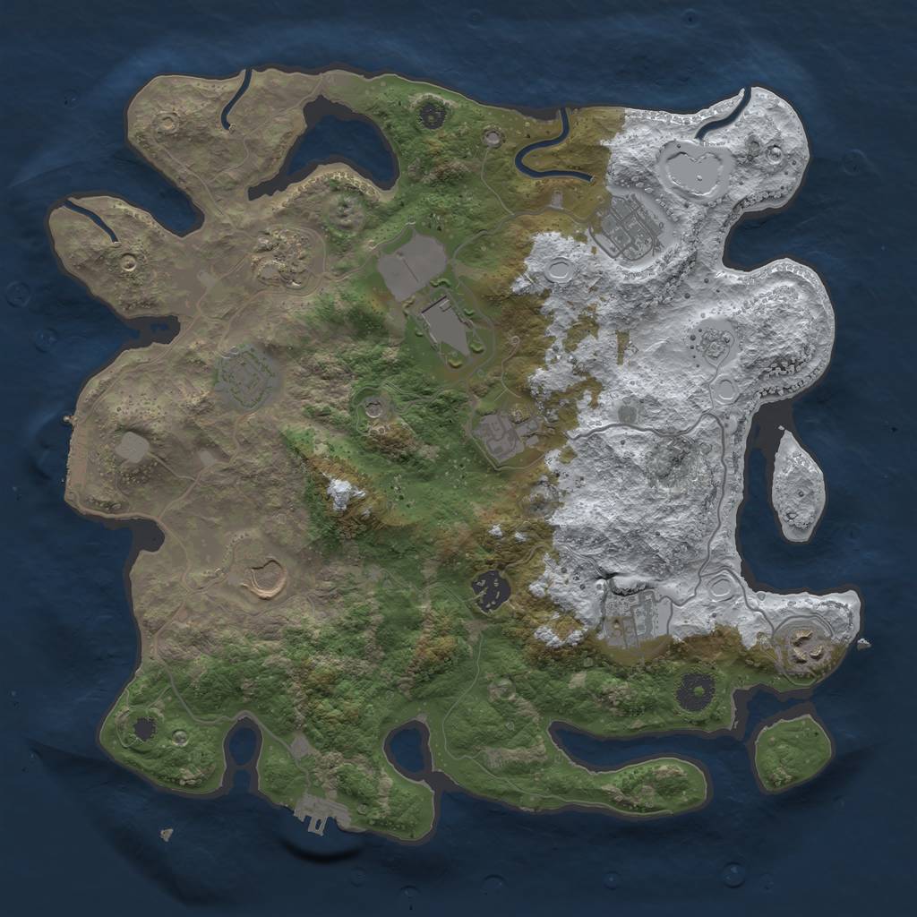 Rust Map: Procedural Map, Size: 3550, Seed: 473438, 18 Monuments