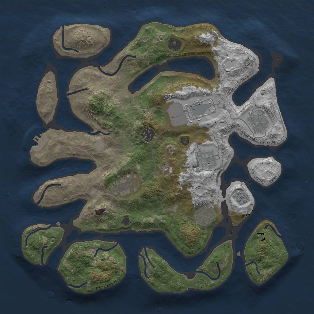 Rust Map: Procedural Map, Size: 3550, Seed: 655516, 14 Monuments