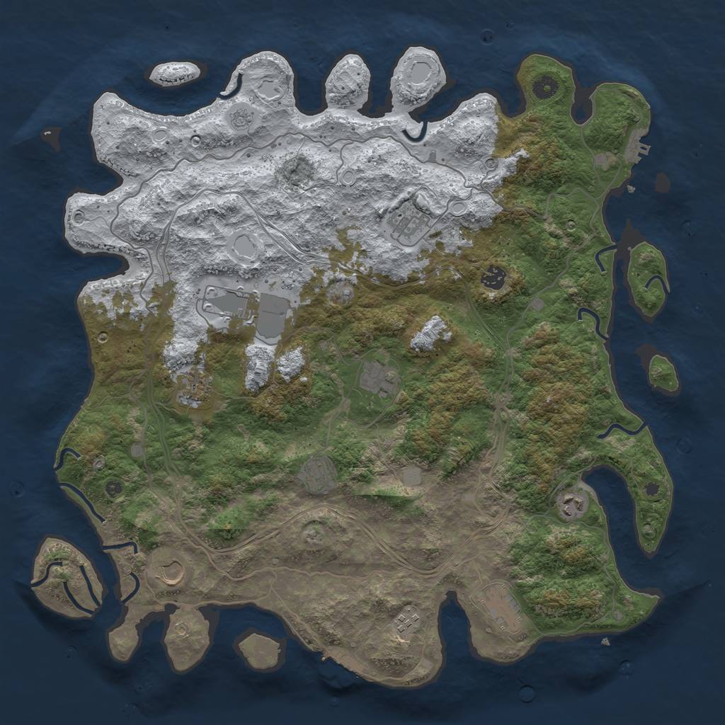 Rust Map: Procedural Map, Size: 4500, Seed: 1835013, 19 Monuments