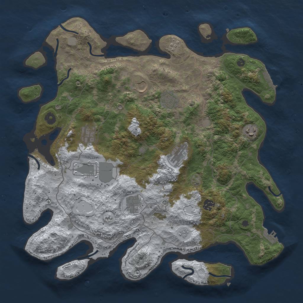 Rust Map: Procedural Map, Size: 4000, Seed: 700213, 18 Monuments