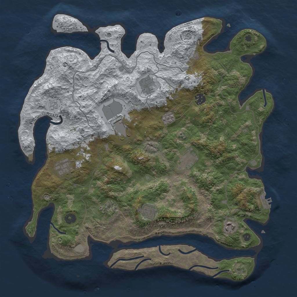 Rust Map: Procedural Map, Size: 4000, Seed: 926690, 17 Monuments