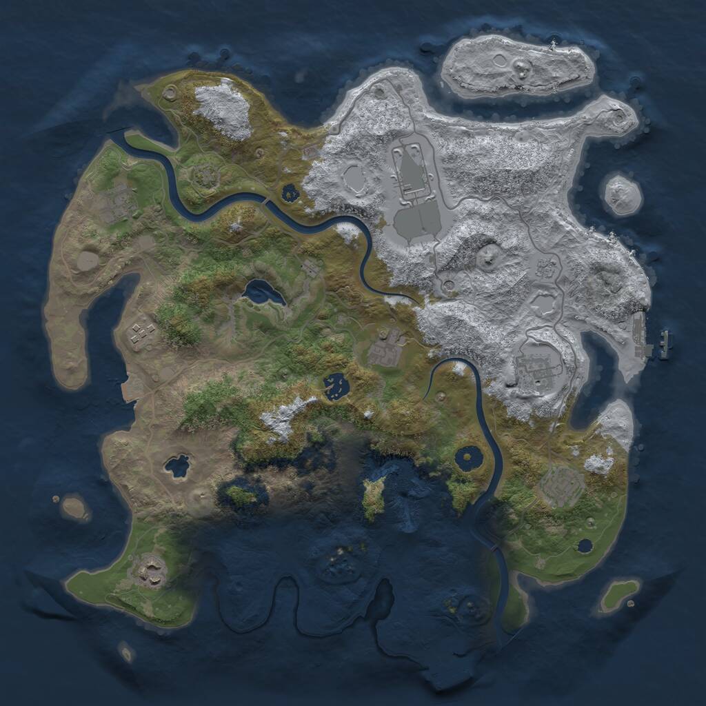 Rust Map: Procedural Map, Size: 4000, Seed: 813070, 14 Monuments