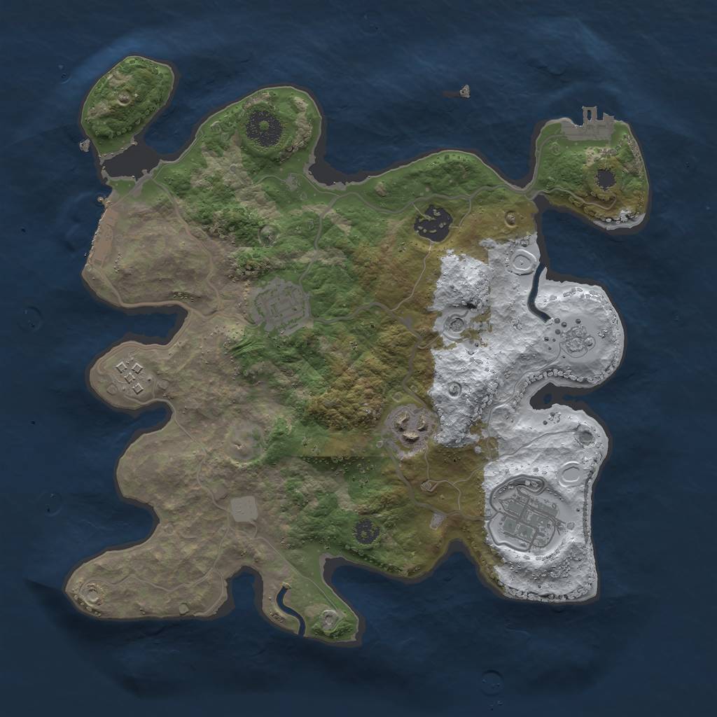 Rust Map: Procedural Map, Size: 3000, Seed: 386410, 14 Monuments