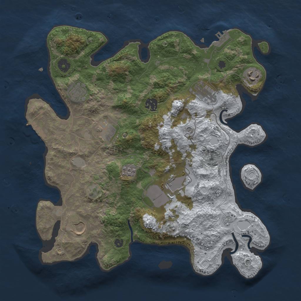 Rust Map: Procedural Map, Size: 3500, Seed: 1234123, 17 Monuments