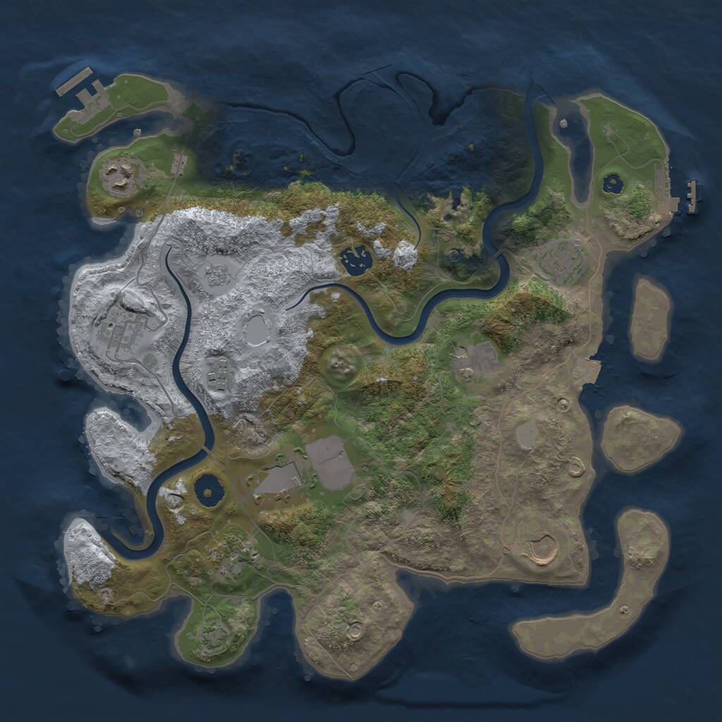 Rust Map: Procedural Map, Size: 3550, Seed: 655217, 15 Monuments