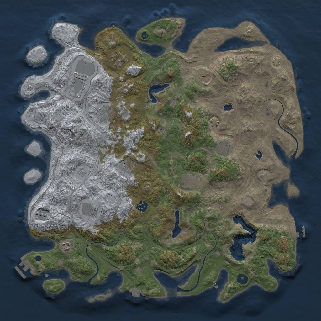 Rust Map: Procedural Map, Size: 4500, Seed: 3991686, 17 Monuments