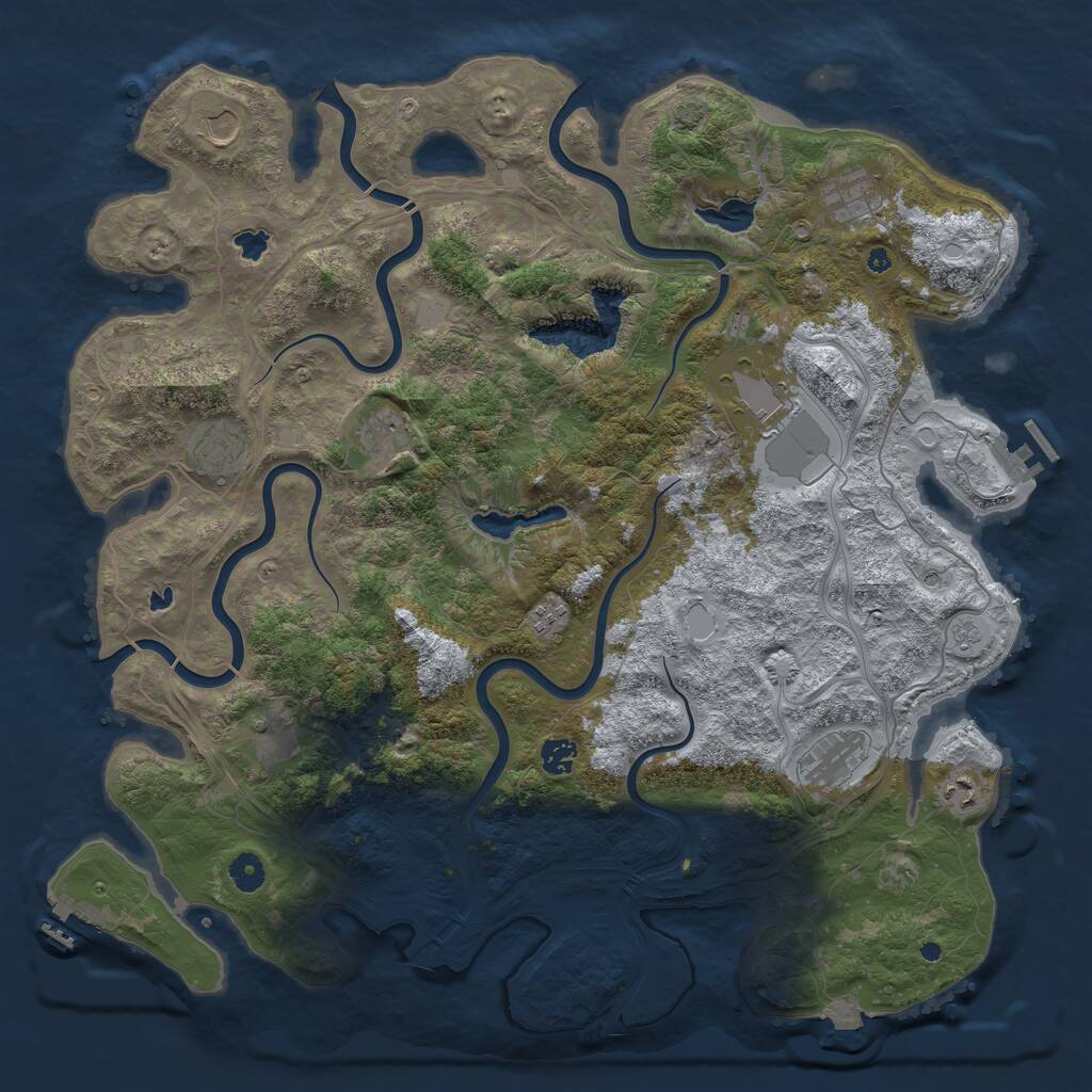 Rust Map: Procedural Map, Size: 4500, Seed: 224303, 16 Monuments