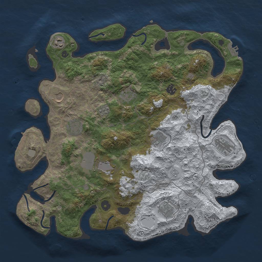 Rust Map: Procedural Map, Size: 4000, Seed: 760884, 19 Monuments