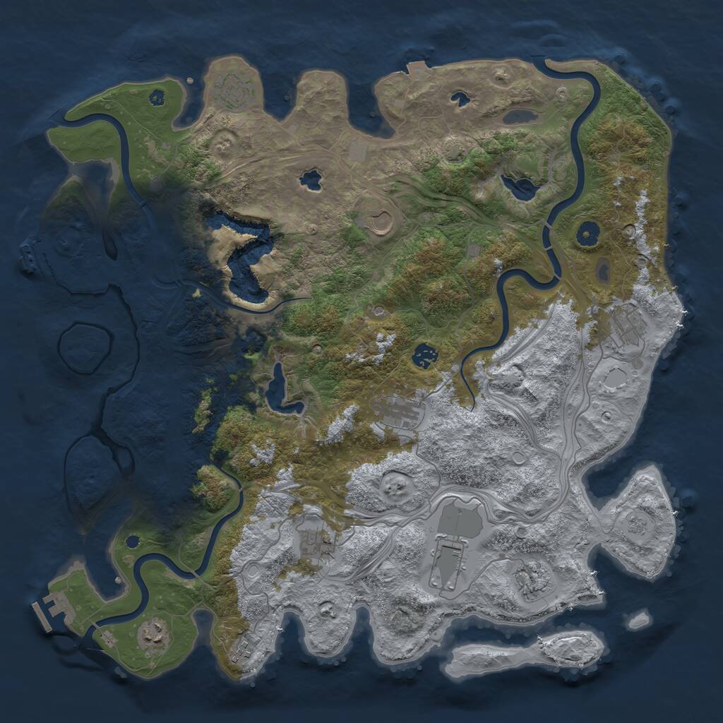 Rust Map: Procedural Map, Size: 4500, Seed: 5192249, 16 Monuments