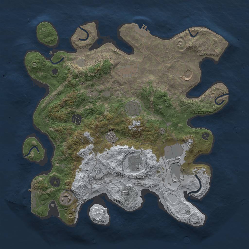 Rust Map: Procedural Map, Size: 3500, Seed: 5349396, 17 Monuments