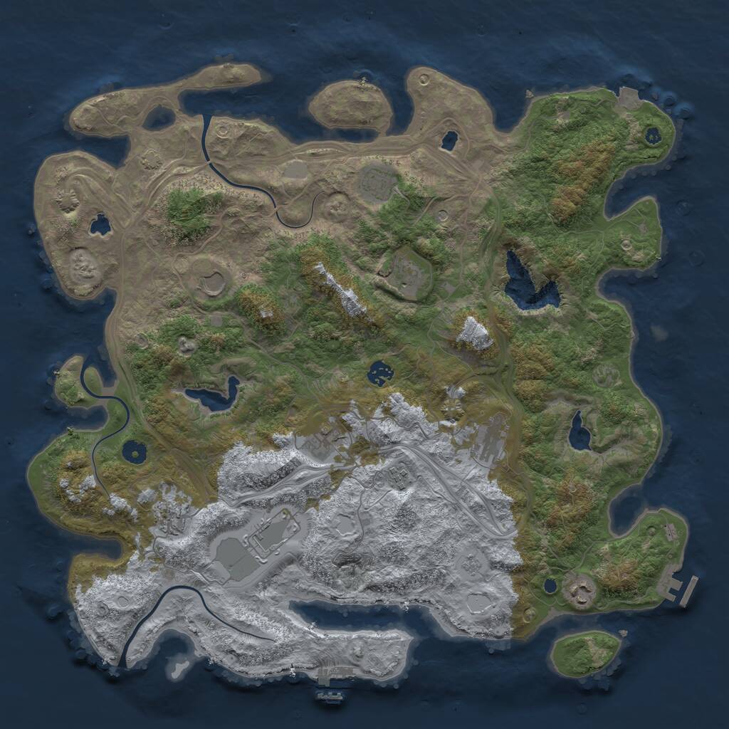 Rust Map: Procedural Map, Size: 4500, Seed: 513774, 16 Monuments