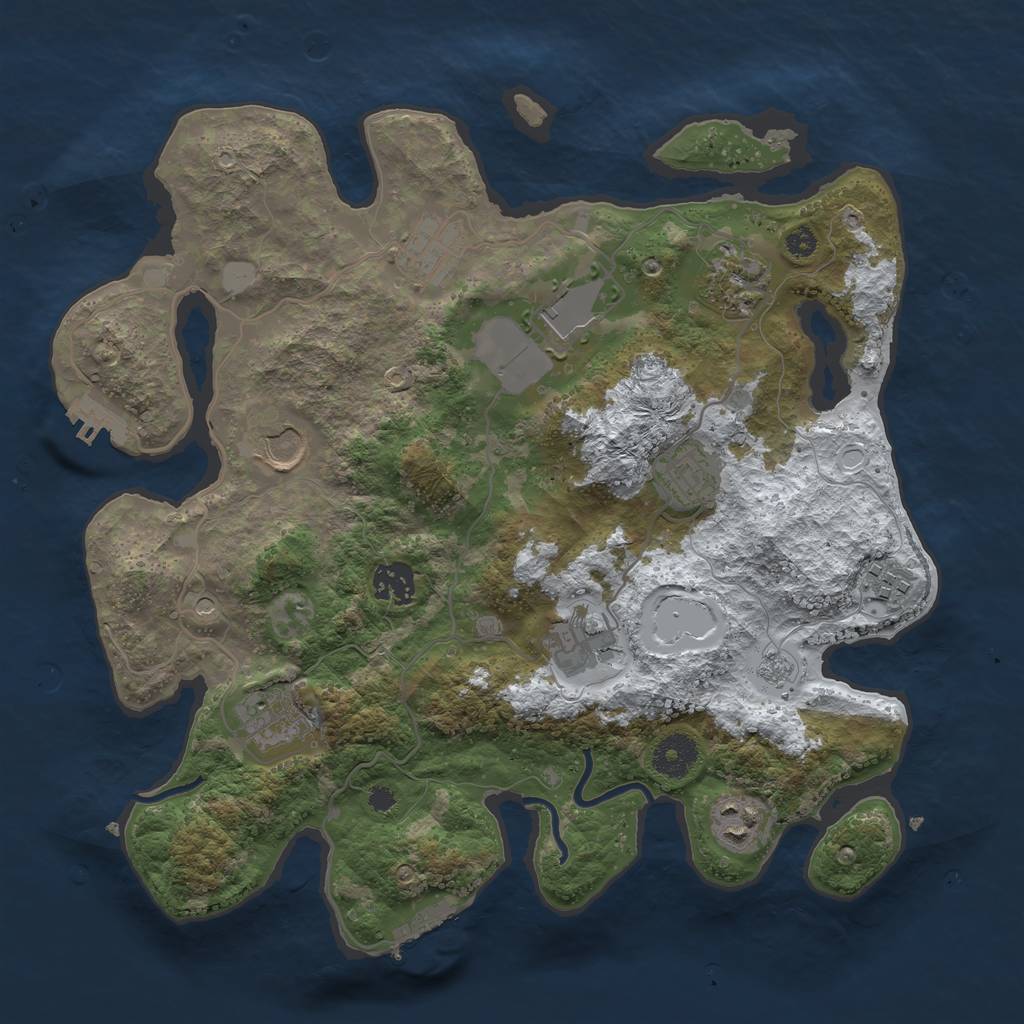 Rust Map: Procedural Map, Size: 3500, Seed: 5937263, 19 Monuments