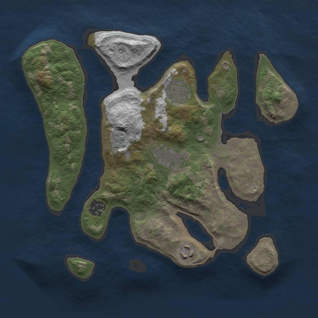 Rust Map: Barren, Size: 3000, Seed: 2000, 8 Monuments