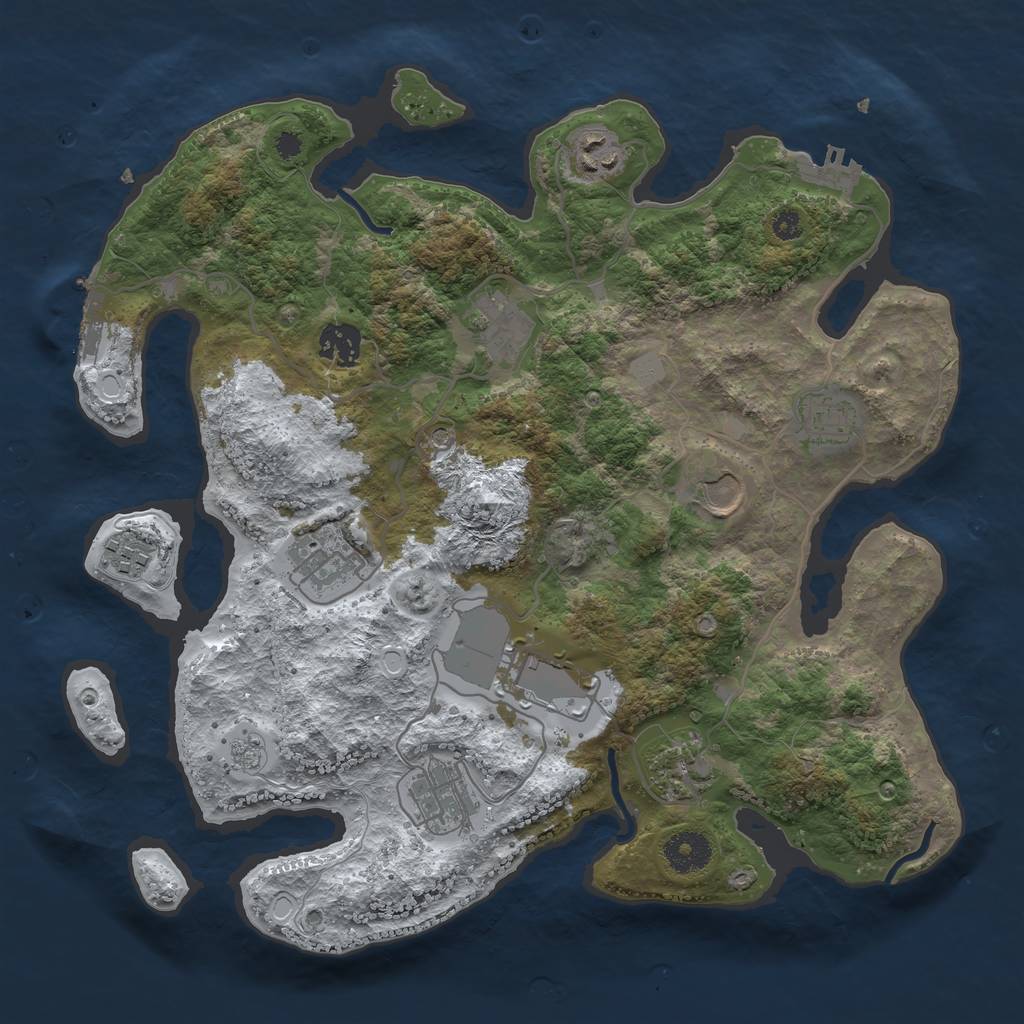 Rust Map: Procedural Map, Size: 3500, Seed: 876612, 19 Monuments