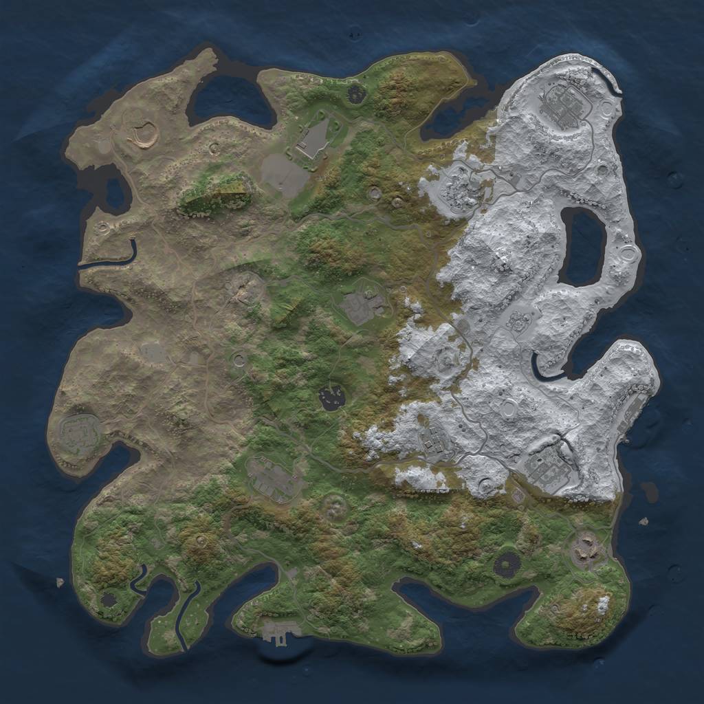 Rust Map: Procedural Map, Size: 4000, Seed: 1302371, 20 Monuments
