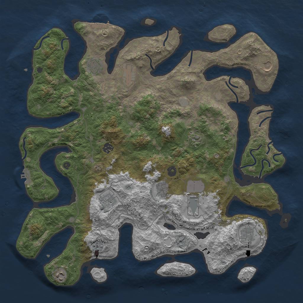 Rust Map: Procedural Map, Size: 4500, Seed: 2918287, 19 Monuments