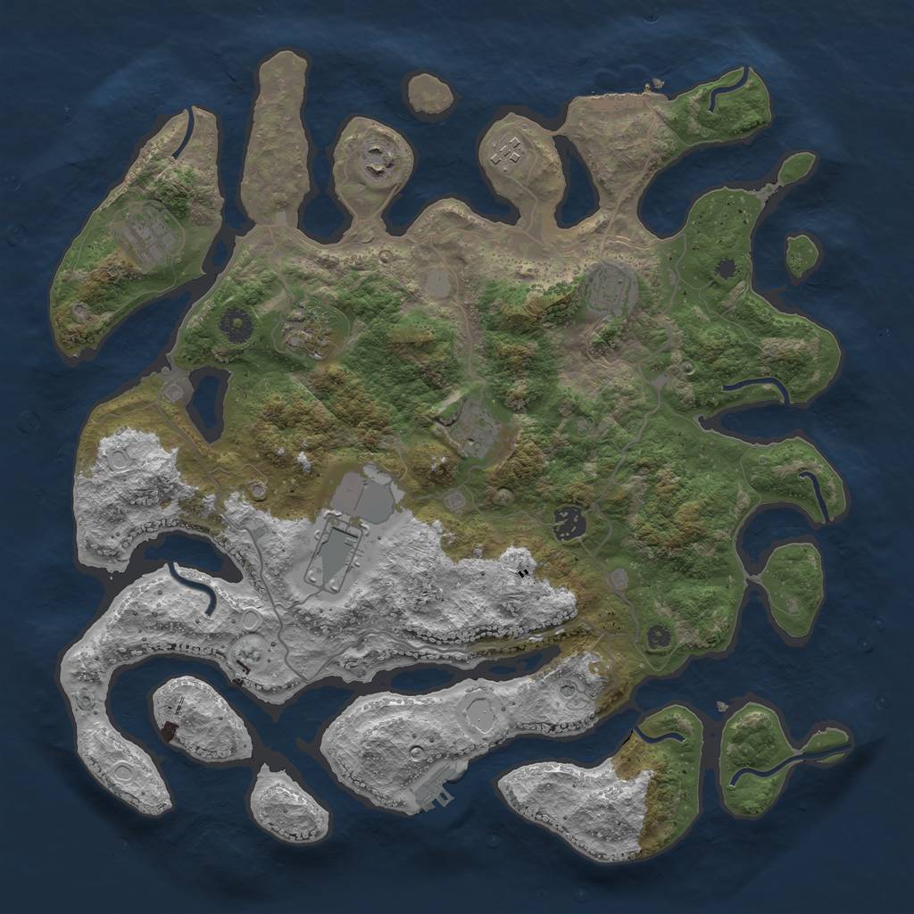 Rust Map: Procedural Map, Size: 4000, Seed: 921164, 16 Monuments