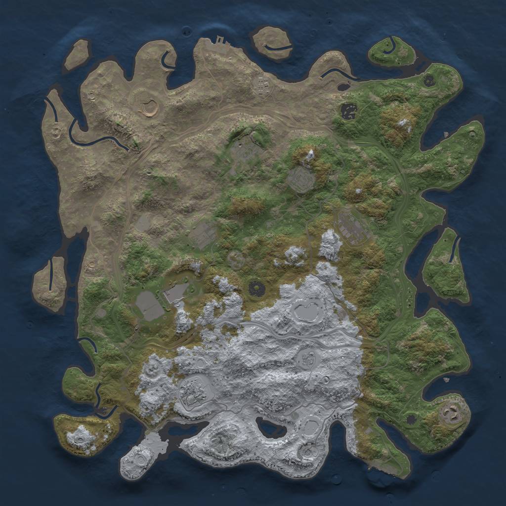 Rust Map: Procedural Map, Size: 4500, Seed: 1644043, 19 Monuments