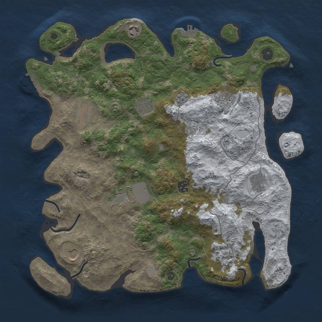 Rust Map: Procedural Map, Size: 4000, Seed: 444301, 19 Monuments