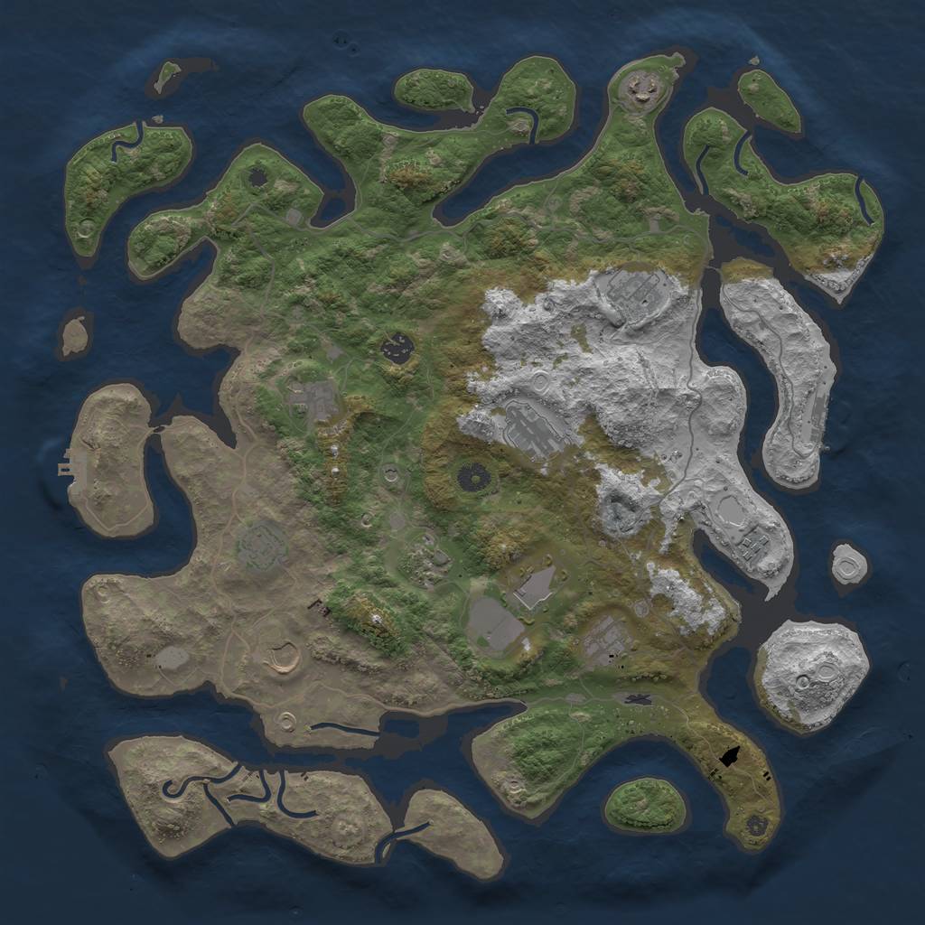 Rust Map: Procedural Map, Size: 4500, Seed: 6213385, 19 Monuments