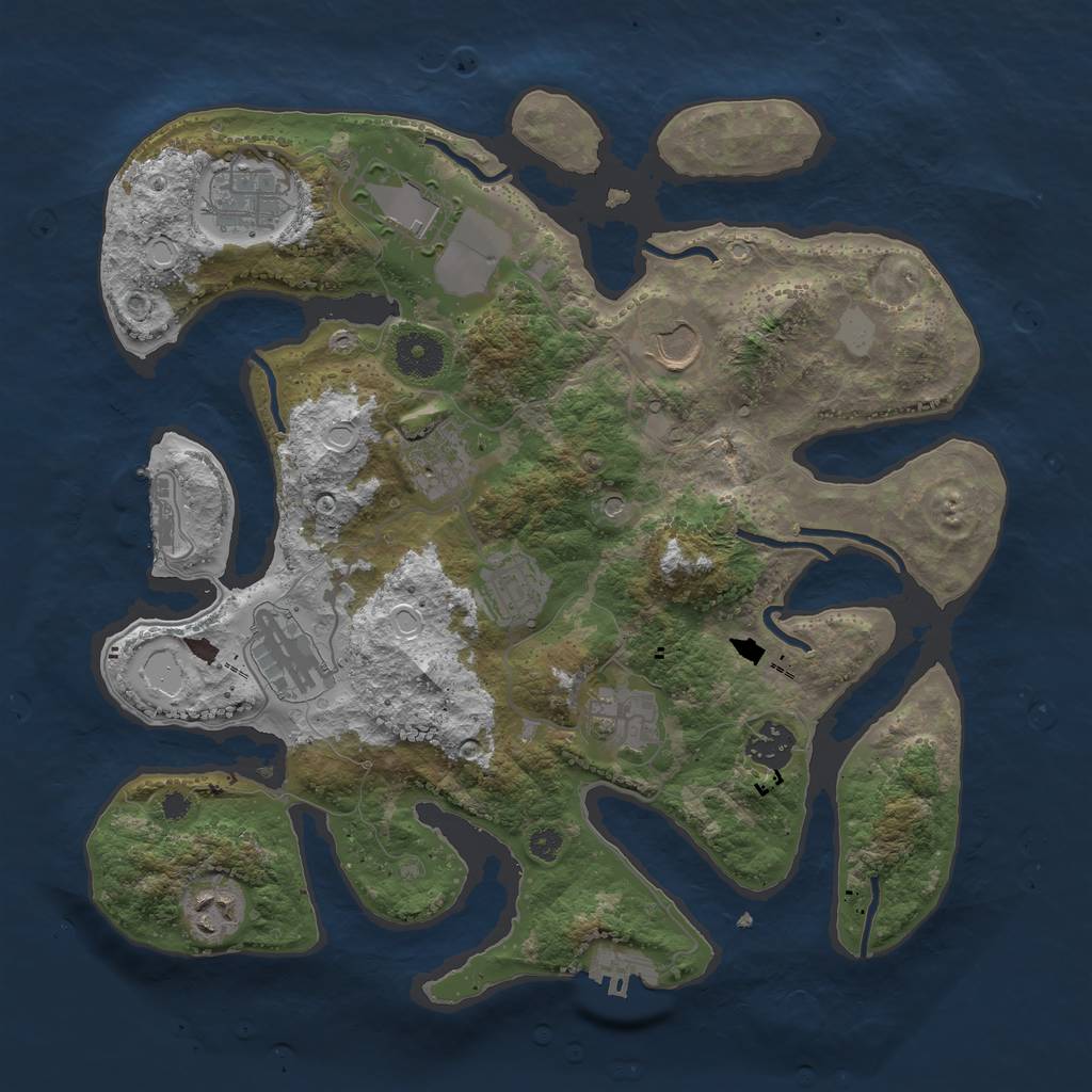 Rust Map: Procedural Map, Size: 3500, Seed: 5761607, 17 Monuments