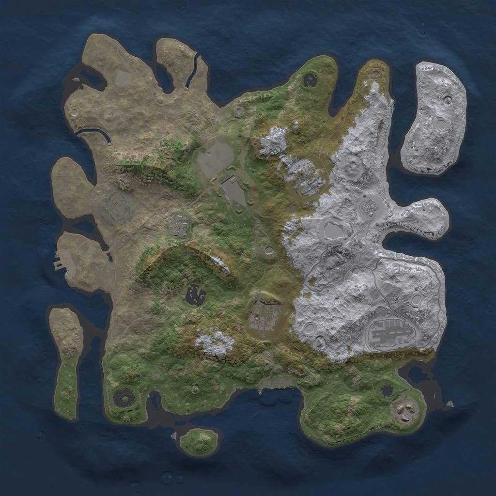 Rust Map: Procedural Map, Size: 3600, Seed: 25399, 17 Monuments