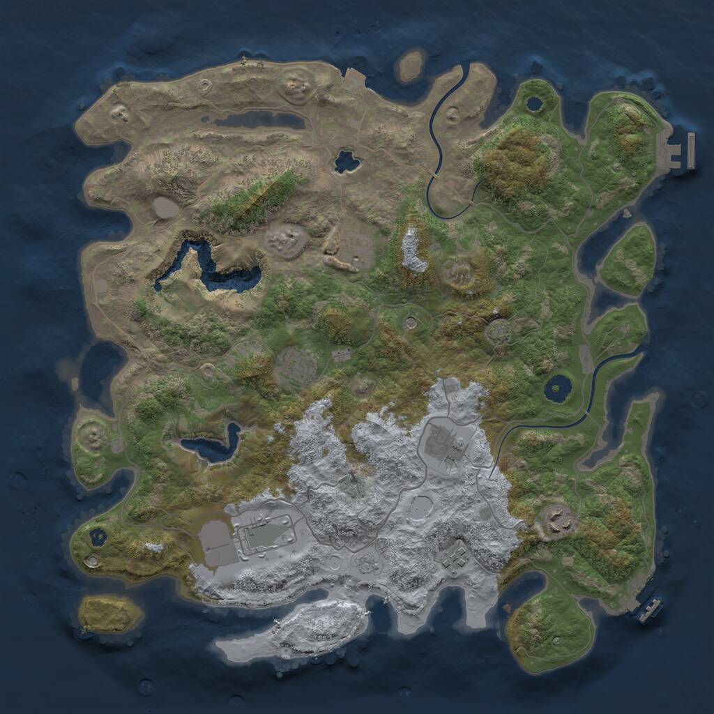 Rust Map: Procedural Map, Size: 4000, Seed: 2144785983, 12 Monuments