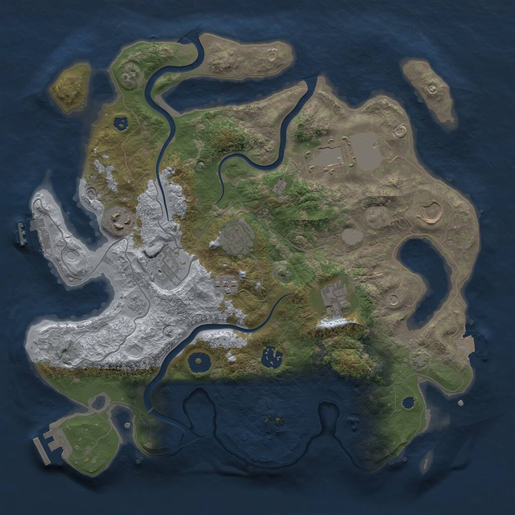 Rust Map: Procedural Map, Size: 3550, Seed: 244154, 14 Monuments
