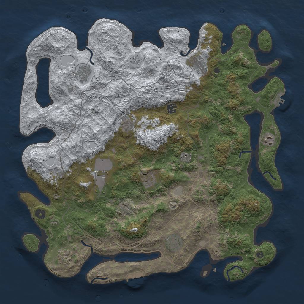 Rust Map: Procedural Map, Size: 4500, Seed: 716132, 19 Monuments