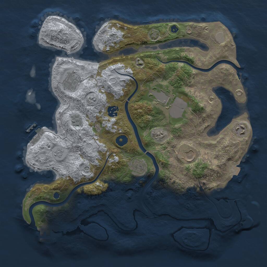 Rust Map: Procedural Map, Size: 3550, Seed: 975785, 13 Monuments