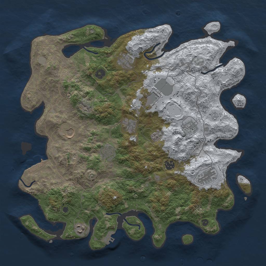 Rust Map: Procedural Map, Size: 4050, Seed: 1342849432, 19 Monuments