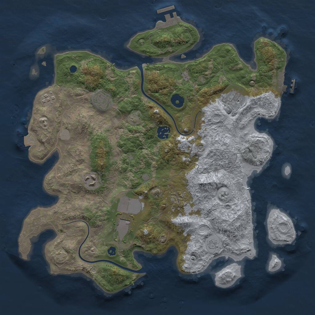 Rust Map: Procedural Map, Size: 3550, Seed: 850397, 13 Monuments