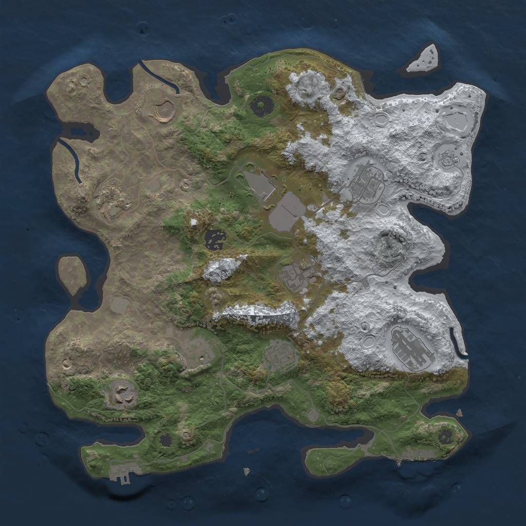 Rust Map: Procedural Map, Size: 3550, Seed: 519905, 18 Monuments