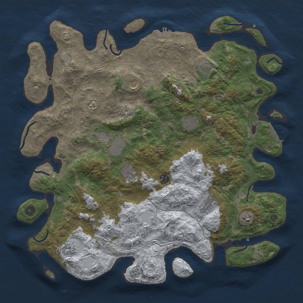 Rust Map: Procedural Map, Size: 4500, Seed: 5391050, 19 Monuments