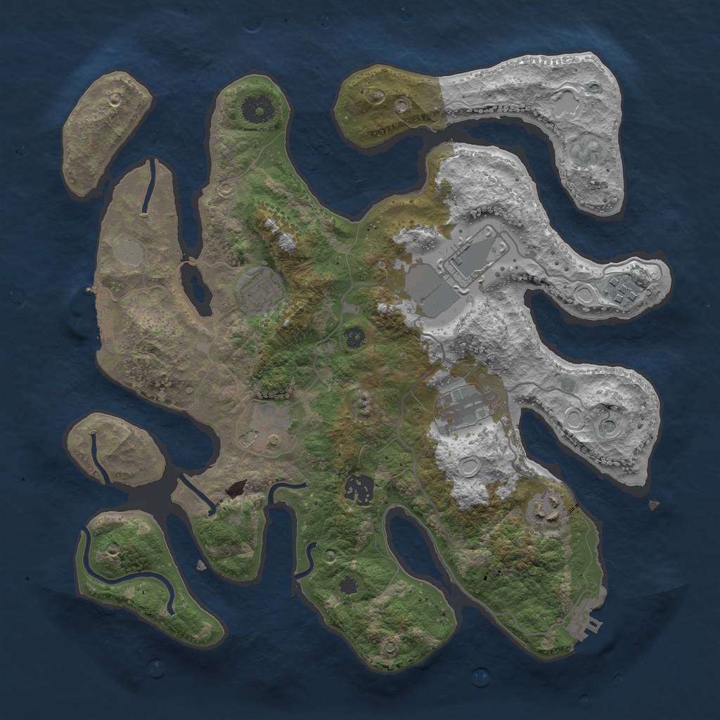 Rust Map: Procedural Map, Size: 3500, Seed: 151858651, 15 Monuments
