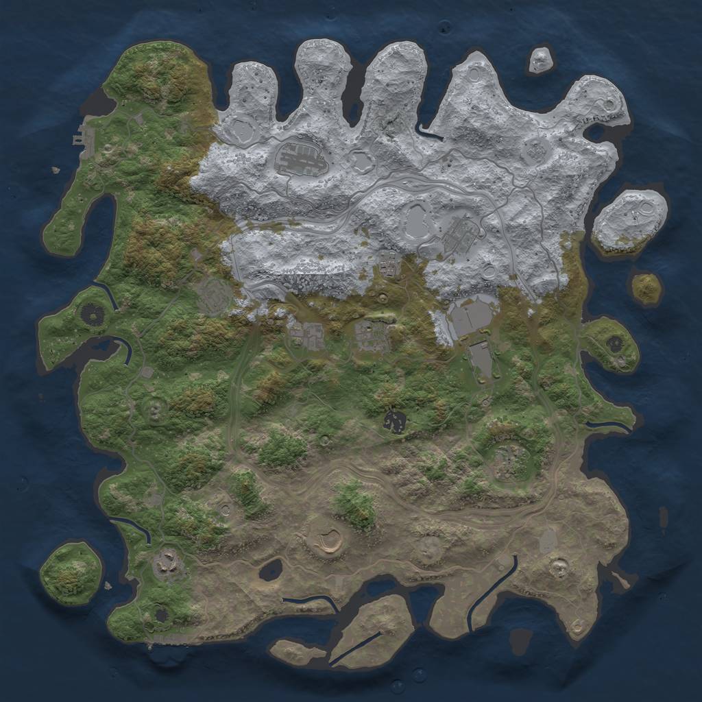 Rust Map: Procedural Map, Size: 4500, Seed: 2039626, 18 Monuments