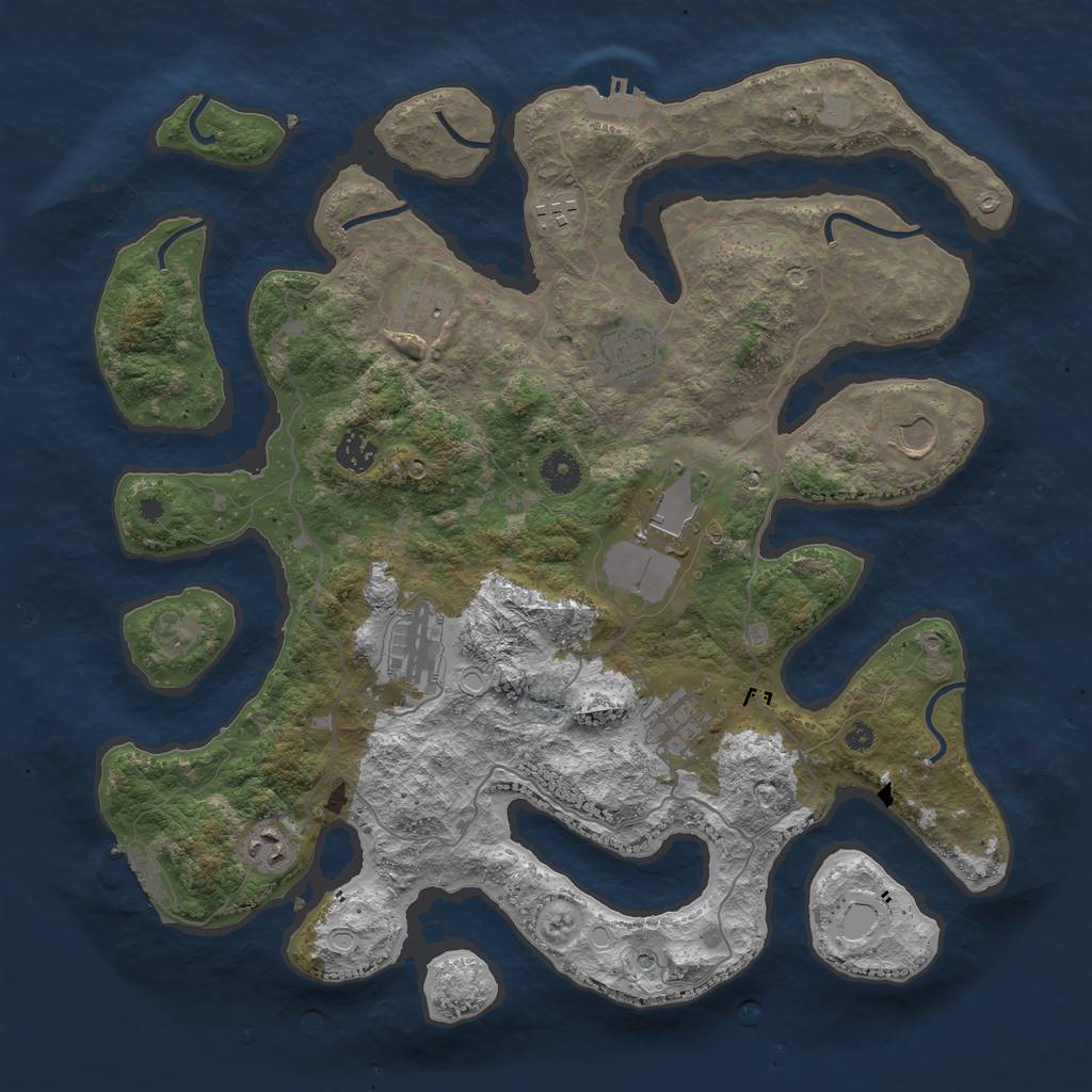 Rust Map: Procedural Map, Size: 4000, Seed: 1090222097, 17 Monuments
