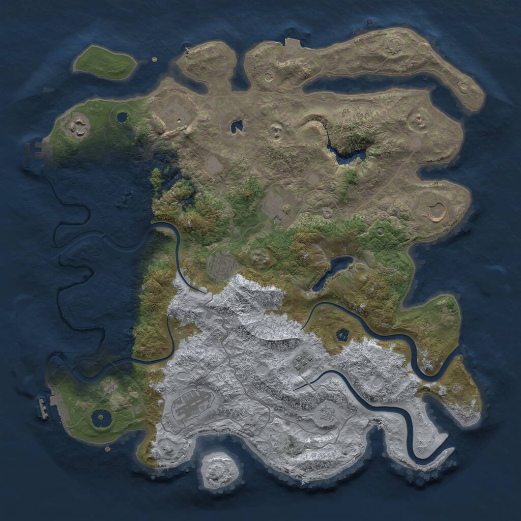 Rust Map: Procedural Map, Size: 4000, Seed: 1090222097, 13 Monuments