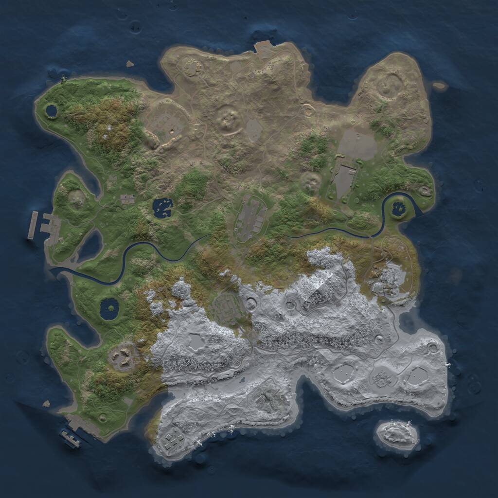 Rust Map: Procedural Map, Size: 3550, Seed: 326430, 14 Monuments