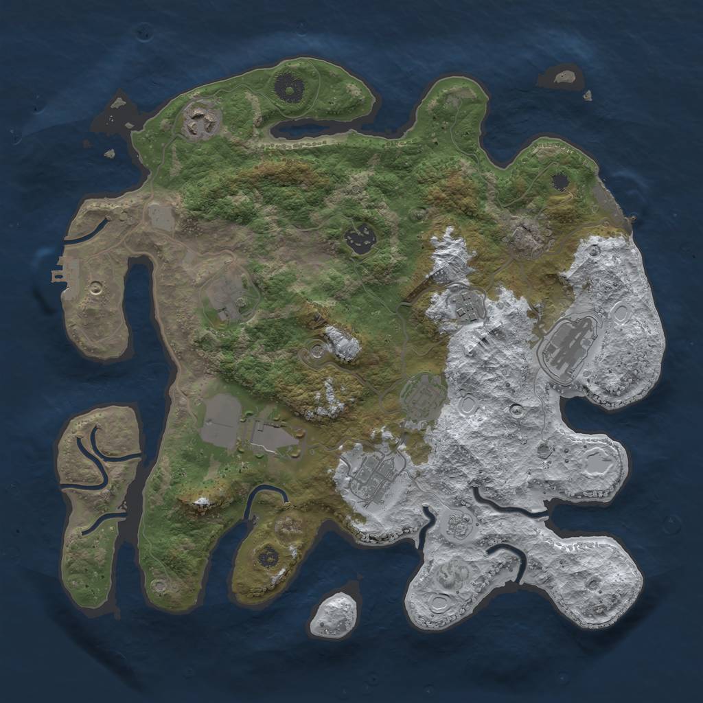 Rust Map: Procedural Map, Size: 3550, Seed: 886186, 17 Monuments