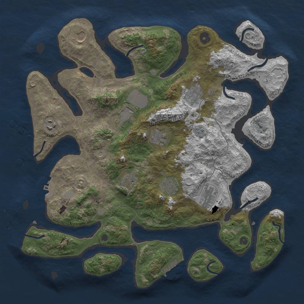 Rust Map: Procedural Map, Size: 4000, Seed: 1678446925, 17 Monuments